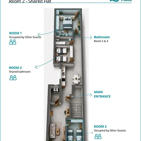 F5 2, Private Two Single Beds Shared Bathroom In Shared Flat *